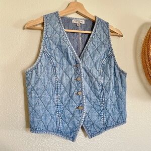 Vintage 90s Quilted Denim Vest Karen Kane USA Size 12